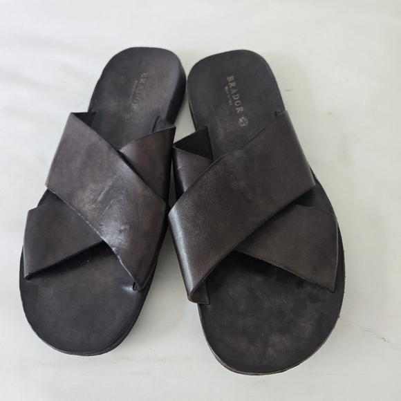BRADOR  Walk TDM Slide Leather Sandals size 42 or US 9 Made In Italy - Picture 3 of 16